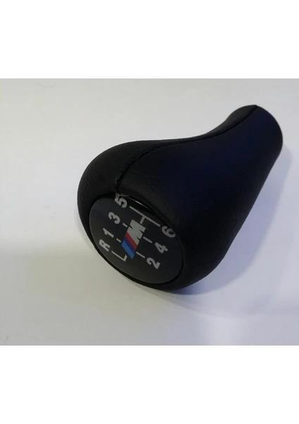VİTES TOPUZU KROMLU LACİVERT SUNİ DERİ DESEN {M LOGO} E30 E34 E36 E39 E46