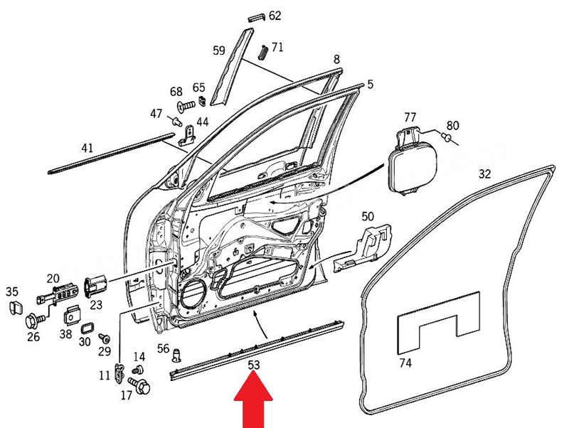 KAPI FİTİLİ ÖN ALT SOL W210 A2106907162